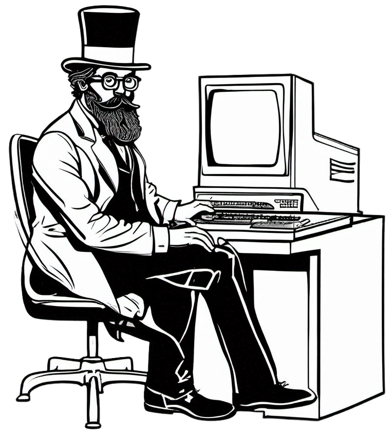 What the AI says I look like&hellip;. Santa Claus checking his list on a Tandy 1000.