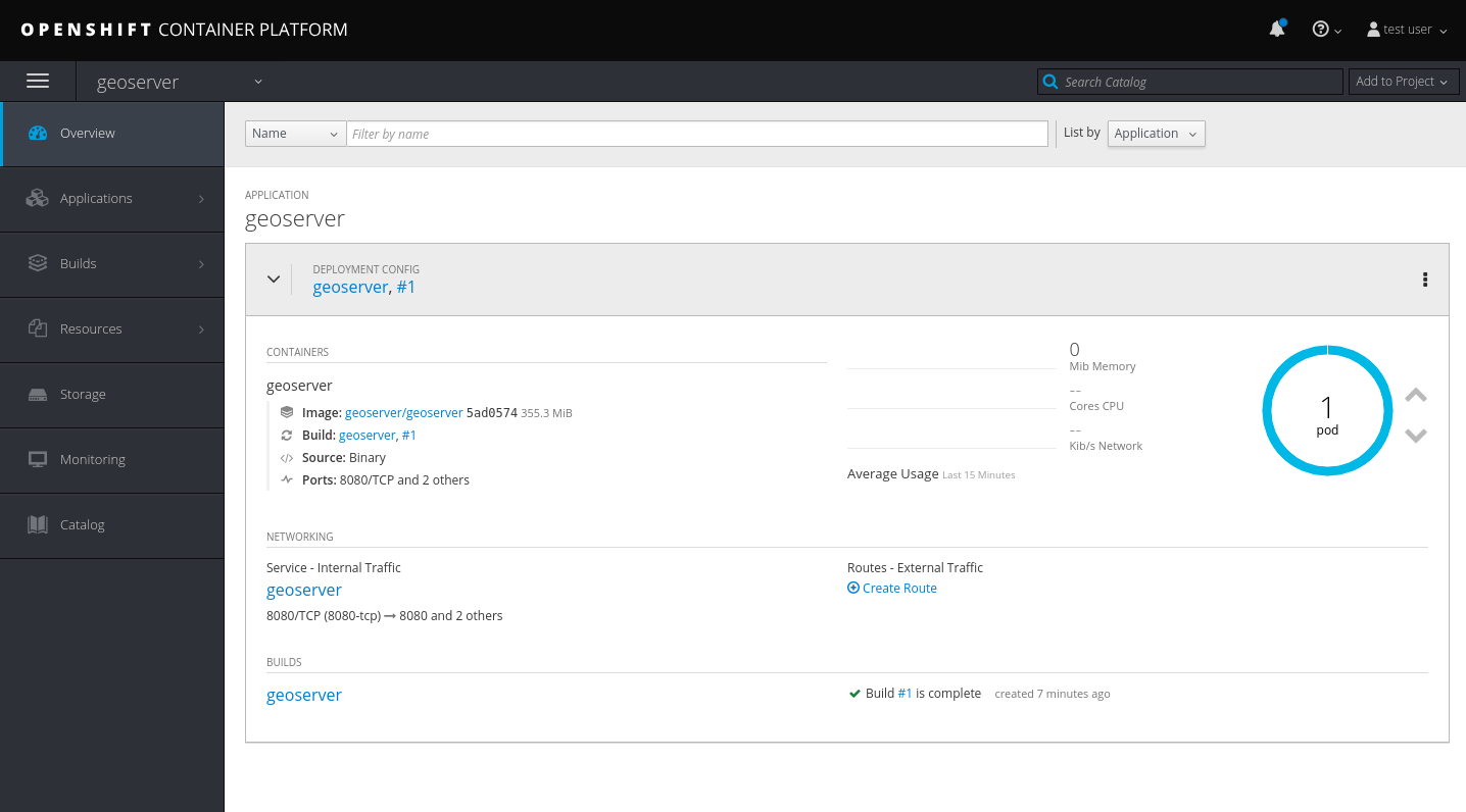 GeoServer Deployment in OpenShift Console